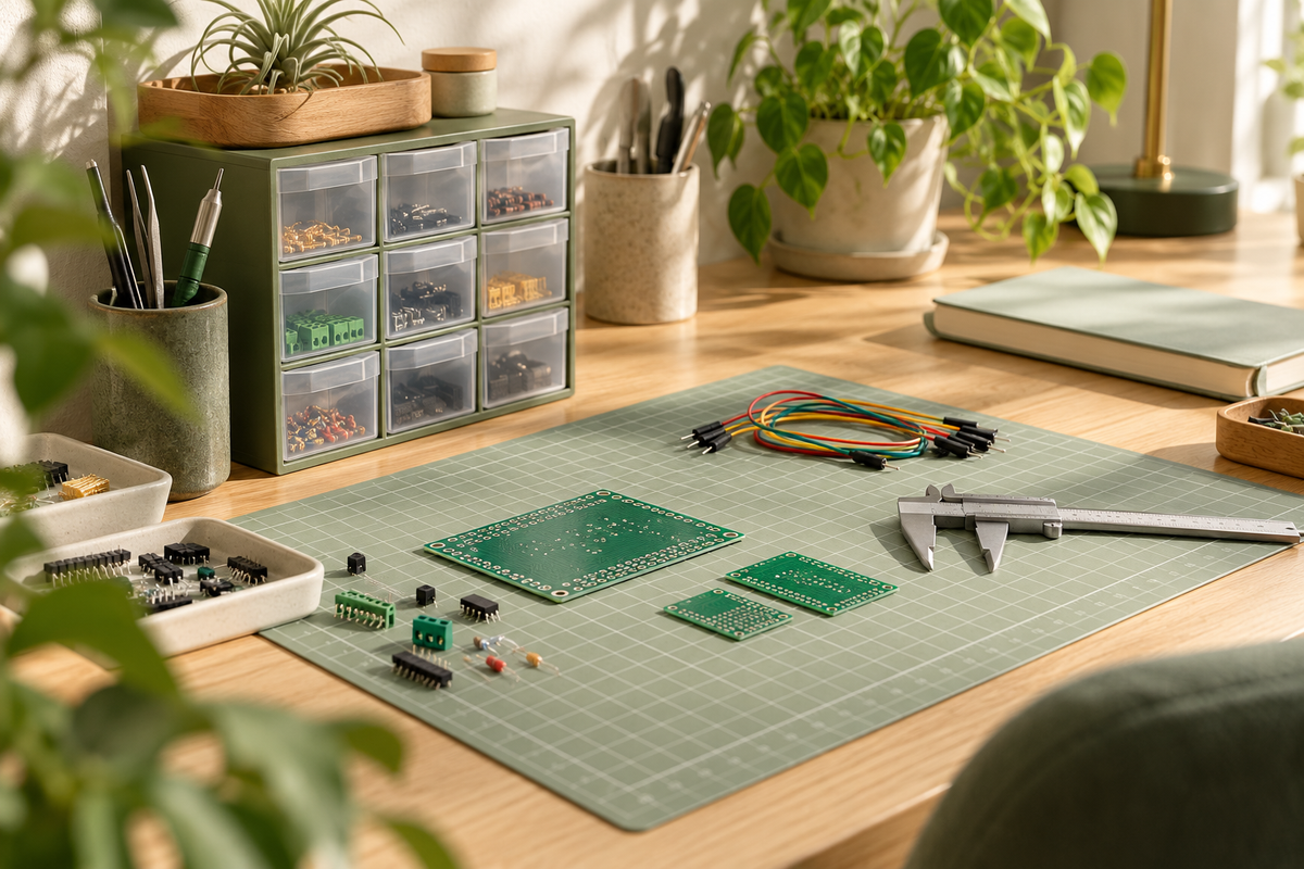 Illustrative home electronics workbench